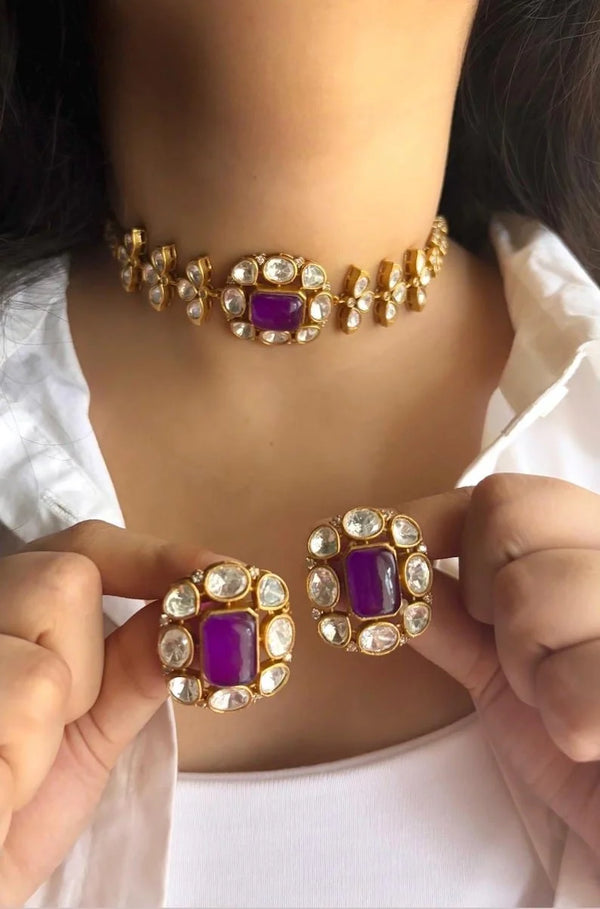 Doublet moissanite necklace set