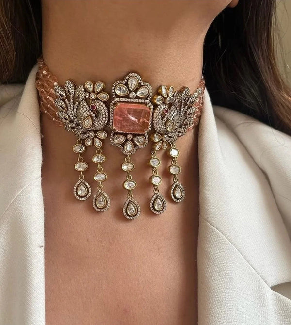 Peach bridal choker set