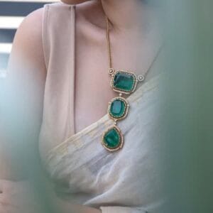 Emerald Polki Classic Pendant Set✨